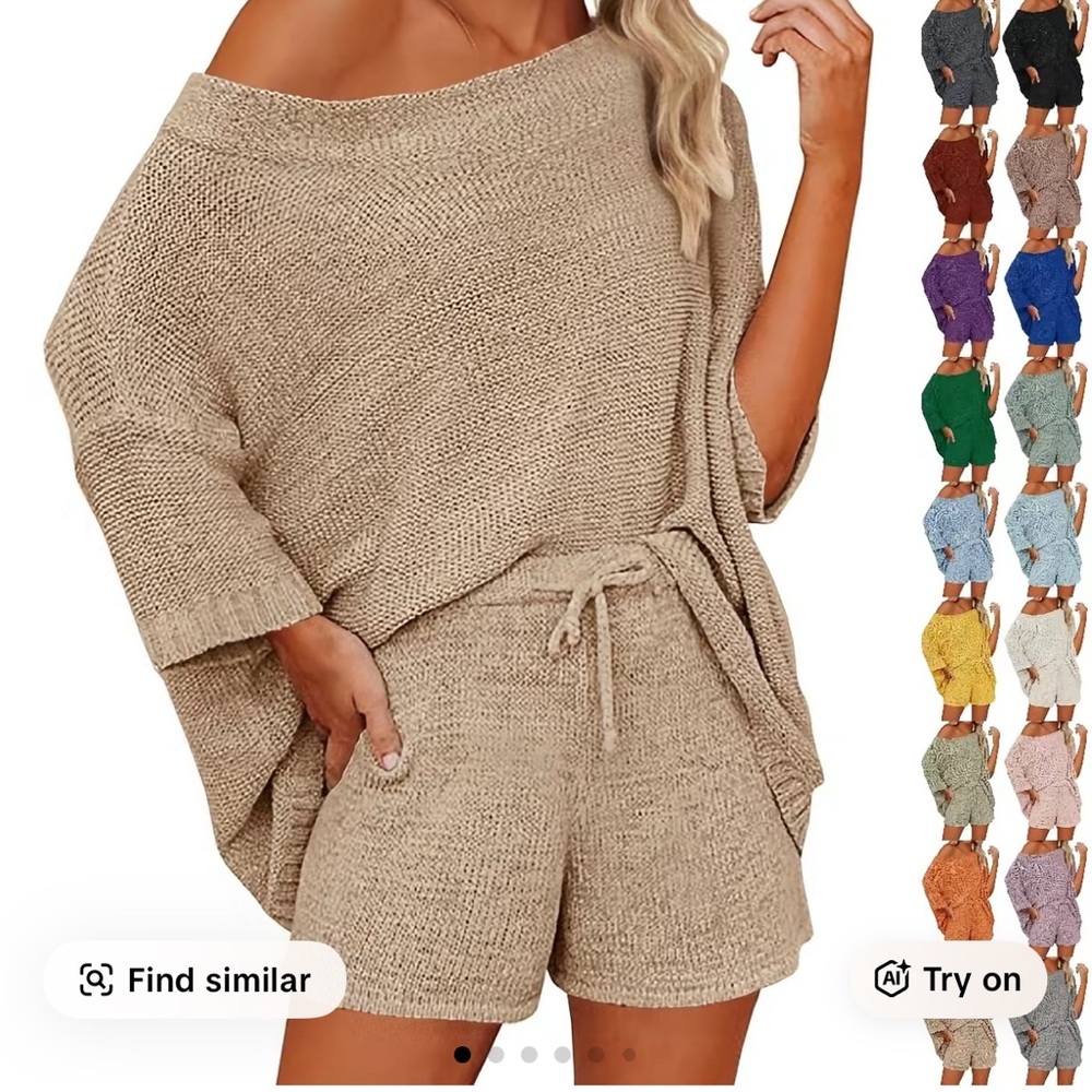Coffee Color Knit Two-Piece Set